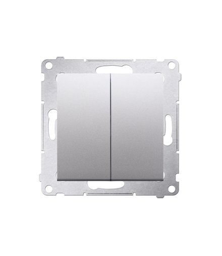 Łącznik schodowy podwójny z podświetleniem LED bez piktogramu (moduł) 10AX 250V, zaciski śrubowe, srebrny mat, metalizowany DW6/