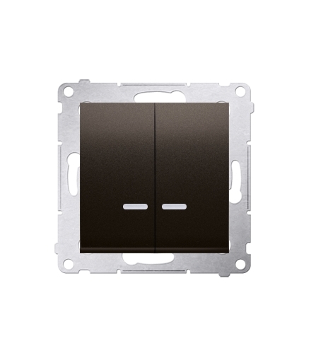 Łącznik krzyżowy podwójny z podświetleniem LED bez piktogramu (moduł) 10AX 250V, szybkozłącza, brąz mat, metalizowany DW7/2L.01/
