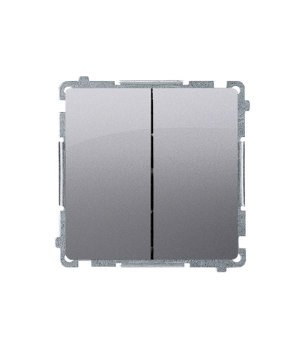 Łącznik schodowy podwójny bez piktogramu (moduł) 10AX 230V, zaciski śrubowe, inox, metalizowany BMW6/2.01/X/21