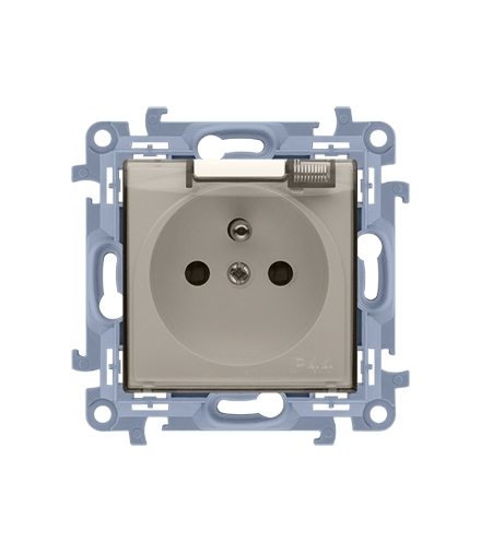 Gniazdo wtyczkowe pojedyncze do wersji IP44 z uszczelką klapka w kolorze transparentnym kremowy 16A CGZ1BC.01/41A