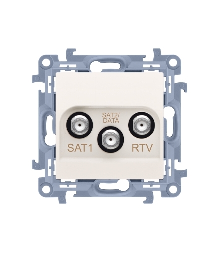 Gniazdo antenowe SAT-SAT-RTV satelitarne podwójne tłum.:1dB kremowy CASK2F.01/41