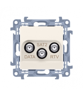 Gniazdo antenowe RTV-DATA-SAT tłum.:1,5dB kremowy CADSATF.01/41