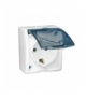Gniazdo wtyczkowe pojedyncze z uziemieniem typu Schuko w wersji IP54 klapka w kolorze transparentnym biały 16A AQGSZ1/11A