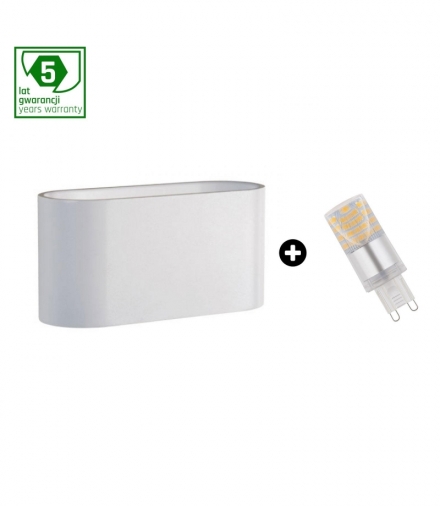 PAKIET 5 LAT GWARANCJI OPRAWA SQUALLA G9 BIAŁA + LED G9 4W CW ( SLIP006009 + WOJ+14435 ) SLIP006009_WOJ+14435