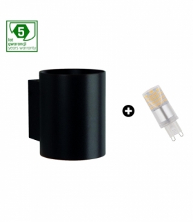 PAKIET 5 LAT GWARANCJI OPRAWA SQUALLA G9 TUBA CZARNA + LED G9 4W WW ( SLIP006012 + WOJ+14433 ) SLIP006012_WOJ+14433