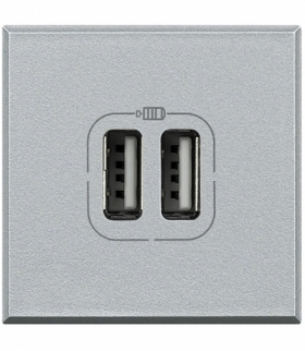 AXOLUTE - ŁADOWARKA 230V/5V USB 1x2,4A LUB 2X1,2A 2M ALUMINIUM Legrand HC4285C2