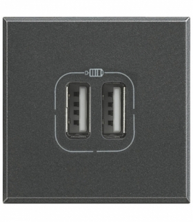 AXOLUTE - ŁADOWARKA 230V/5V USB 1x2,4A LUB 2X1,2A 2M ANTRACYT Legrand HS4285C2