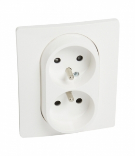 Niloe Gniazdo 2 x 2P+Z kompaktowe 16 A - 250 V - z przesłoną, zaciski śrubowe - Białe Legrand 764541