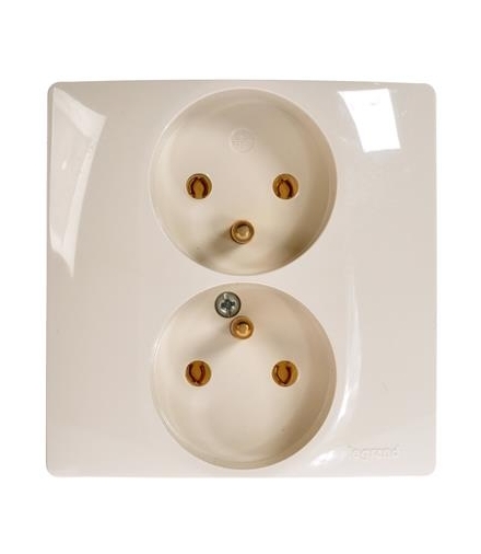 Niloe Gniazdo 2 x 2P+Z kompaktowe 16 A - 250 V - z przesłoną, zaciski śrubowe - Kremowe Legrand 764641