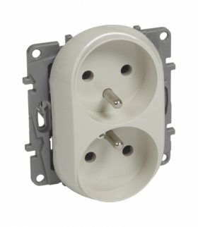 Niloe Gniazdo 2 x 2P+Z do ramek wielokrotnych - bez przesłon, zaciski śrubowe - Kremowe Legrand 764662
