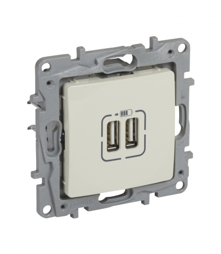 Niloe Podwójne gniazdo ładowania USB 5 V - - 2400 mA - Kremowe Legrand 764694