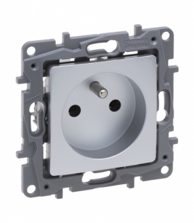 Niloe Selection Gniazdo 2P+Z 16 A 250 V (bez przesłony, zaciski śrubowe) Aluminium Legrand 762140