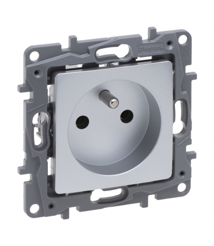 Niloe Selection Gniazdo 2P+Z 16 A 250 V (bez przesłony, zaciski śrubowe) Aluminium Legrand 762140