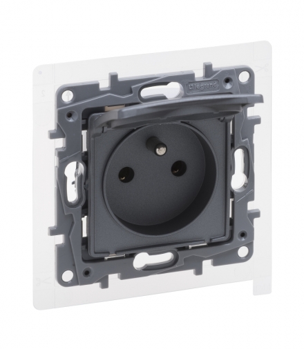 Niloe Selection Gniazdo 2P+Z IP44 16 A 250 V bez przesłony, zaciski śrubowe Stalowy Legrand 762361