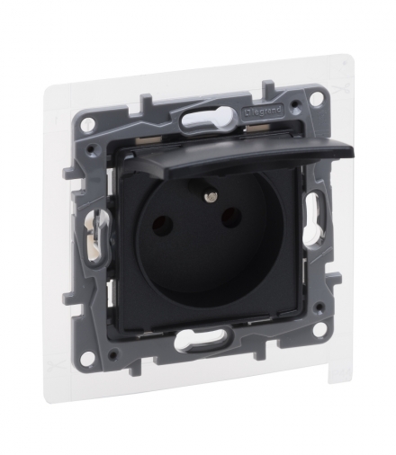 Niloe Selection Gniazdo 2P+Z IP44 16 A 250 V z przesłoną, zaciski śrubowe Antracyt Legrand 762237