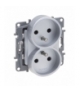 Niloe Selection Gniazdo 2 x 2P+Z do ramek wielokrotnych (z przesłoną, zaciski śrubowe) Aluminium Legrand 762142