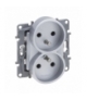 Niloe Selection Gniazdo 2 x 2P+Z do ramek wielokrotnych (bez przesłony, zaciski śrubowe) Aluminium Legrand 762135