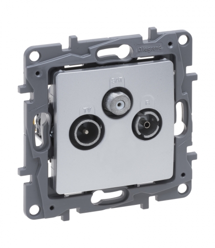 Niloe Selection Gniazdo TV-RD-SAT przelotowe 14 dB Aluminium Legrand 762164