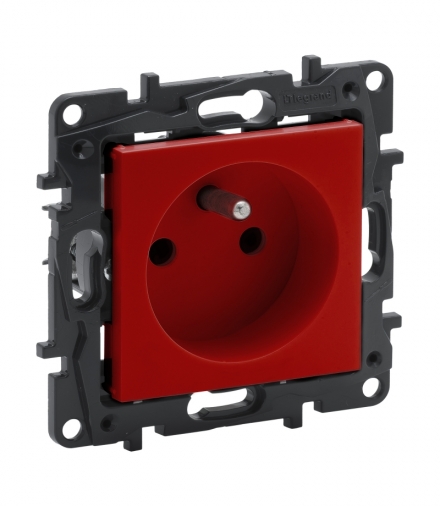 Niloe Step Gniazdo 2P+Z 16 A - 230 V - z przesłoną, zaciski automatyczne - Czerwone Legrand 863030