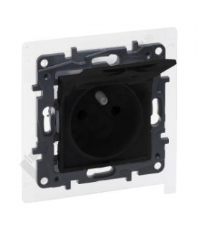 Niloe Step Gniazdo 2P+Z - IP44 16 A - 230 V - z przesłoną, zaciski automatyczne - Czarne Legrand 863536