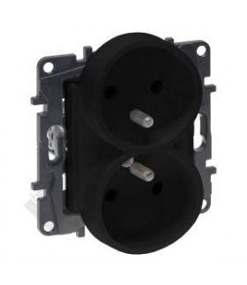 Niloe Step Gniazdo 2x2P+Z 16 A - 230 V - bez przesłony, zaciski śrubowe - Czarne Legrand 863532