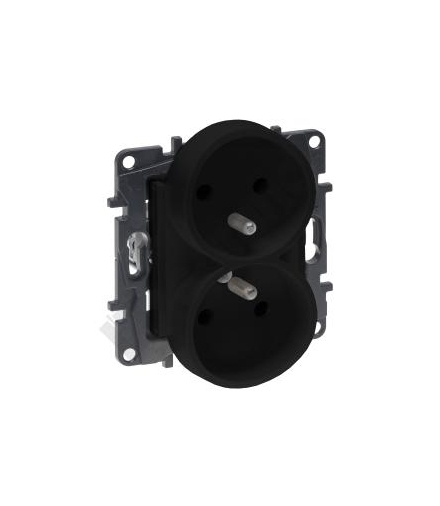 Niloe Step Gniazdo 2x2P+Z 16 A - 230 V - bez przesłony, zaciski śrubowe - Czarne Legrand 863532