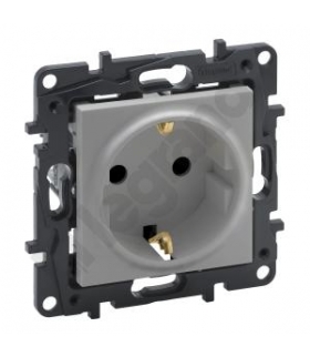 Niloe Step Gniazdo Schuko 2P+Z 16 A - 230 V - z przesłoną, zaciski automatyczne - Aluminium Legrand 863320