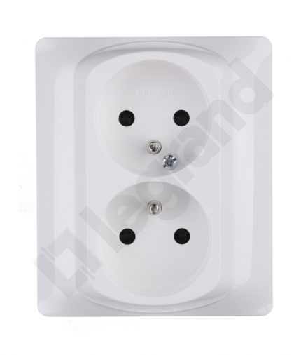 SISTENA LIFE Gniazdo podwójne 2x2P+Z z przesłonami ARCTIC kompletne 16A-250V Legrand 771038