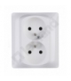 SISTENA LIFE Gniazdo podwójne 2x2P+Z z przesłonami ARCTIC kompletne 16A-250V Legrand 771038