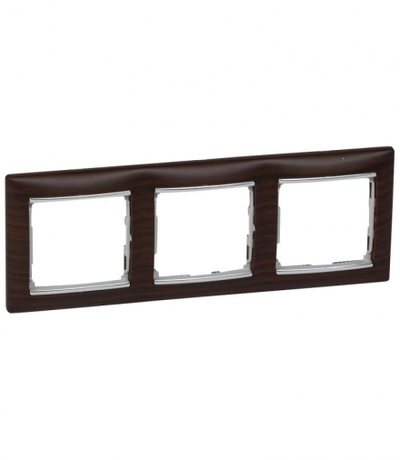 Valena Ramka potrójna pozioma WENGE/SREBRO Legrand 770373