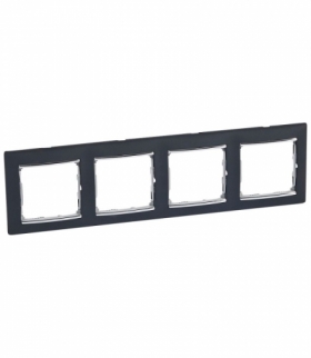 Valena Ramka poczwórna pozioma CZARNY/SREBRO Legrand 770394