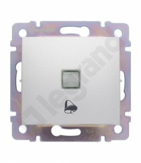Valena Przycisk jednobieg. podświetlany 12V z symb. dzwonka 10A-250V ALUMINIUM Legrand 770115