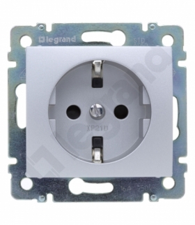 Valena Gniazdo pojedyncze 2P+Z SCHUKO z przesłoną 16A-250V ALUMINIUM Legrand 770121