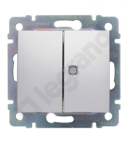 Valena Łącznik świecznikowy ze wskaźnikiem przepływu prądu 10AX-250 ALUMINIUM Legrand 770145