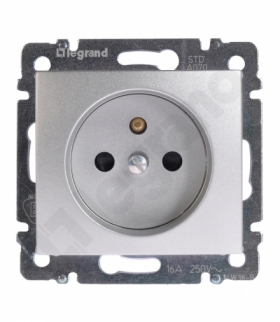Valena Gniazdo pojedyncze 2P+Z z przesłonami 16A-250V ALUMINIUM Legrand 770197