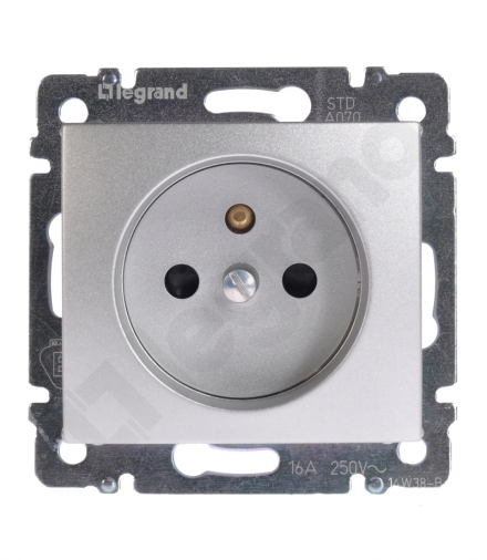 Valena Gniazdo pojedyncze 2P+Z z przesłonami 16A-250V ALUMINIUM Legrand 770197