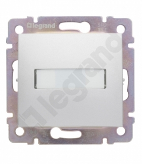 Valena Przycisk jednobiegunowy 12V podświetlany z etykietą 10A-250V ALUMINIUM Legrand 770217