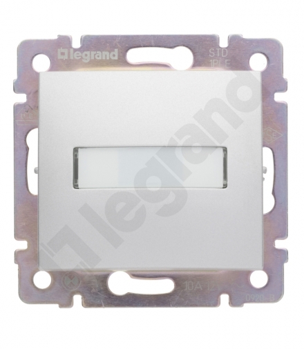 Valena Przycisk jednobiegunowy 12V podświetlany z etykietą 10A-250V ALUMINIUM Legrand 770217