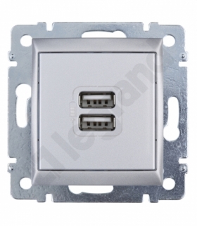Valena GNIAZDO ZASILAJĄCE 2 X USB 5V 1500 MA ALUMINIUM Legrand 770270