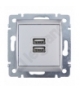 Valena GNIAZDO ZASILAJĄCE 2 X USB 5V 1500 MA ALUMINIUM Legrand 770270