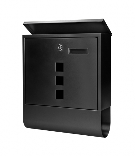 Skrzynka na listy HAITI z galwanizowanej stali z gazetnikiem, okienkami i wizytownikiem, kolor czarny Orno MB-2/B