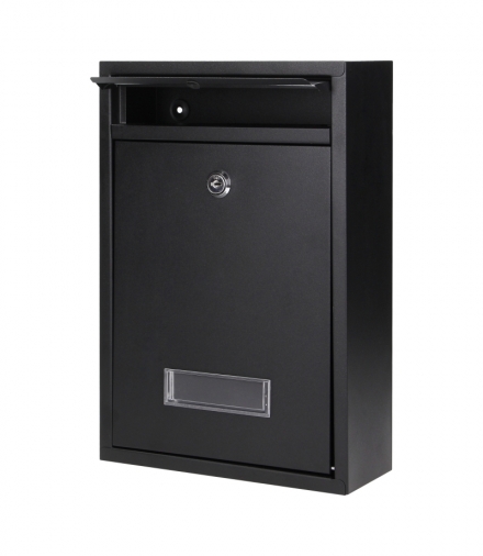 Skrzynka na listy BALI z galwanizowanej stali, mała z wizytownikiem, kolor czarny Orno MB-3/B