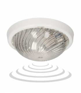 7070T-ALFA/MS/PL, oprawa oświetleniowa z mikrofalowym czujnikiem ruchu, 75W, E27, IP44, IK10, poliwęglan przeźroczysty Orno A221