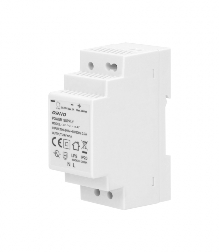 Zasilacz na szynę DIN 24VDC, 1A, 24W, szerokość 2 moduły Orno OR-PSU-1647