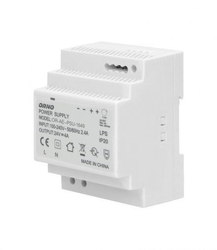 Zasilacz na szynę DIN 24VDC, 4A, 100W, szerokość 4 moduły Orno OR-PSU-1649