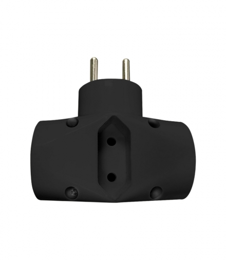 Rozgałęźnik 2x2P+Z, 1x2P/II, czarny Orno OR-AE-13221/B