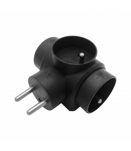 Rozgałęźnik 3x2P+Z, czarny Orno OR-AE-13184/B