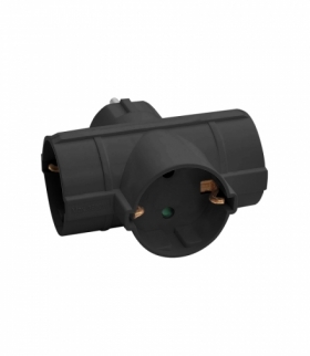 Rozgałęźnik 3x2P+Z (Schuko), czarny Orno OR-AE-13184(GS)/B