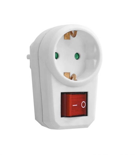 Adapter 1x2P+Z (Schuko) z włącznikiem, biały Orno OR-AE-13188(GS)