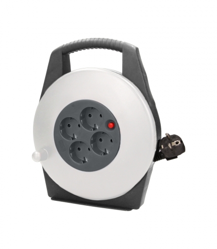 Przedłużacz bębnowy, 4 gniazda 2P+Z (schuko), kabel PVC H05VV-F 3x1mm² , długość 10m Orno OR-AE-13113(GS)/G